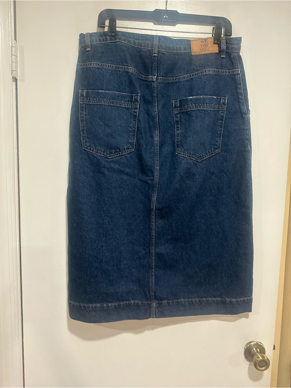 Free People Dark Blue Denim Midi Skirt